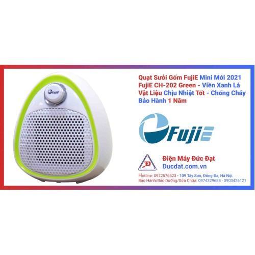 Quạt Sưởi FujiE Gốm Ceramic Mini CH-202 Green - Màu Trắng Viền Xanh Lá Quạt Sưởi FujiE Gốm Ceramic Mini CH-202 Green - Màu Trắng Viền Xanh Lá